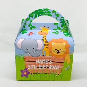 Jungle Animals Children's Personalised Party Boxes Baby Shower Favours Gift Bags - Picture 1 of 2