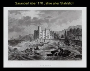 Miramar. Schlossansicht Originaler Stahlstich um 1840 - Picture 1 of 1