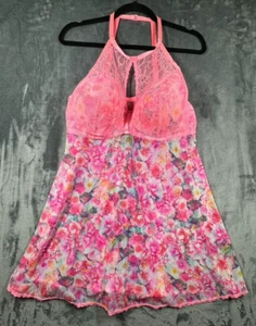 Secret Treasures Sleepwear High Neck Holter Chemise Women 2xl/40DD pink floral - Picture 1 of 6