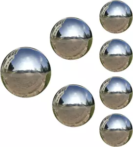 7Pcs 4X2.5In/2X3In/1X3.9In Diameter Gazing Ball,Silver Stainless Steel Polished - Picture 1 of 6