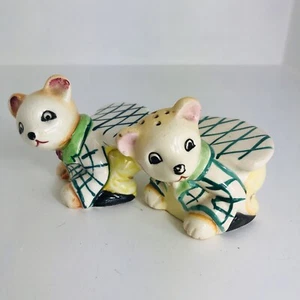 Vintage 1950's Anthropomorphic Teddy Bears Salt & Pepper Shaker Japan - Picture 1 of 8