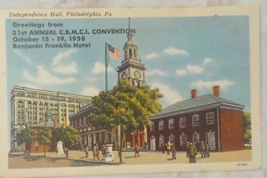 Vintage Postcard Independence Hall 1958 Benjamin Franklin Hotel - Picture 1 of 3