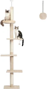 Torre Gattino Gatto 5 Livelli da Pavimento a Soffitto Albero Arrampicata Gatto Altezza Regolabile Nuovo - Foto 1 di 7
