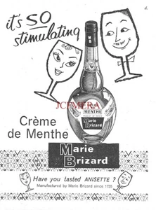 MARIE BRIZARD Creme de Menthe Drinks ADVERT Vintage Small 1960 Print Ad 692/100 - Picture 1 of 1
