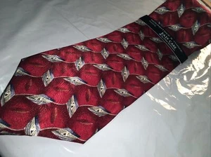Classic Office Work Tie 100%Silk Red Pattern RN58909 RoundTree & Yorke - Picture 1 of 10