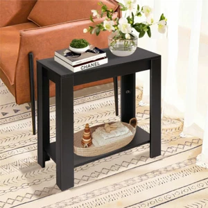 Narrow Sofa Side Table 2-Tier Open Storage Shelf for Bedroom Living Room Condos - Picture 1 of 12