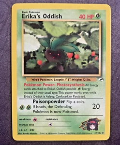 Erika's Oddish 47/132 Gym Heroes Challenge Pokemon TCG WOTC CASI NUEVO - Imagen 1 de 3