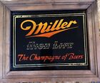 Vintage Miller High Life Champagne of Beers Black Background Mirror Bar Sign