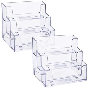 2Pk 3-Tier Clear Acrylic Business Card Holder Stand Index Card Display for Desk - Picture 1 of 6
