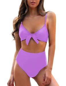 Blooming Jelly Damen High Waist Bikini Set Tie Knot Zweiteiler Badeanzug Schwimmen - Bild 1 von 6