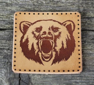 Bär Lederaufnäher, Jägerzubehör, Bärennähen, Lederzubehör. - Bild 1 von 5