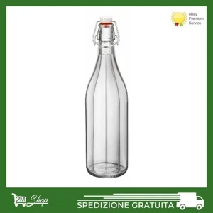 1 BOTTIGLIA IN VETRO COSTOLATA DA 1 LITRO CON TAPPO ERMETICO PER ACQUA VINO OLIO - Foto 1 di 2