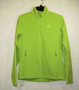 Adidas Outdoor Fleece Pullover Women M Green 1/4 Zip Mock Long Raglan Sleeve - Picture 1 of 20