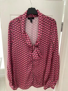 New Look ladies size 10 tall pussy bow pink mix blouse - Picture 1 of 5