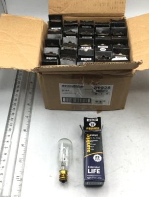 Sunlite Lot of 25 Appliance 25W Candelabra Base T8 Tubular Bulb Clear 25T8/C New - Image 1 of 3