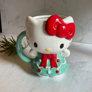 Sanrio Hello Kitty Weihnachtsbaum Feiertag Becher Tasse viral süß weiß grün rot Schleife - Bild 1 von 5