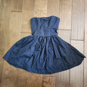 Abercrombie Kids Girls Strapless Navy Blue Ruffle Dress - Size Large - Picture 1 of 11