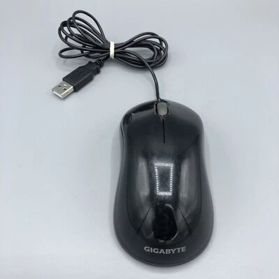 Gigabyte M5050 Glossy Black Curvy USB Wired Optical 800DPI Mouse PC MAC Mice - Image 1 of 4