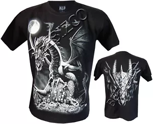 Nueva Camiseta para Hombre Dragon Skull Castle Moon Glow in the Dark M - 4XL - Imagen 1 de 3