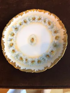 T und V Limoges Platte mit handbemalten Gänseblümchen und Gold handbemalt VINTAGE - Bild 1 von 5