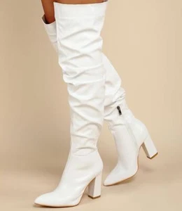 Stivali donna invernali a punta tacco alto cerniera laterale slouchy moda sopra il ginocchio - Foto 1 di 12