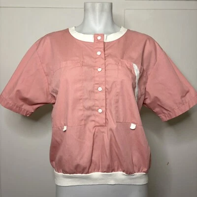 Blusa Deportiva Vintage Años 80 Cherokee Rosa 3/4 Botones Acanalada Tejido Ribete  Foto 1 de 4