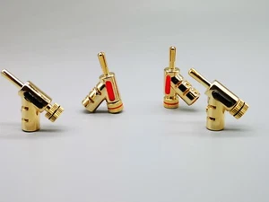 4X Speaker Cable Gold Connector Banana Terminal Audio Plug  - Picture 1 of 3