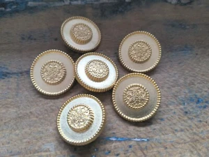 ♥Nr.163- Deutsche Vintage Metallknöpfe golden 6 St. DM 26 mm ♥ - Picture 1 of 2