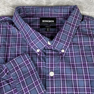 Camisa de vestir Bonobos para hombre 3X púrpura lavada con botones prominente Yaletown Chianti Foto 1 de 4