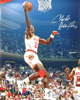 Clyde Drexler Autographed Houston Rockets 16x20 Lay Up Photo - JSA W *Silver - Image 1 of 4