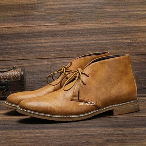 Retro Herren Arbeitskleidung Schnürstiefel Oversized Desert Boots Outdoor Leder Freizeitstiefel - Bild 1 von 33