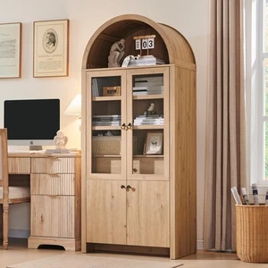 71” Tall Arched Bookshelf, Modern Farmhouse Bookcase w/ Open & Adjustable She... - Picture 1 of 6