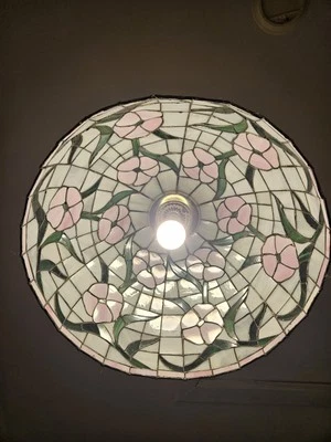 Luz Tiffany Flor Rosa Foto 1 de 2