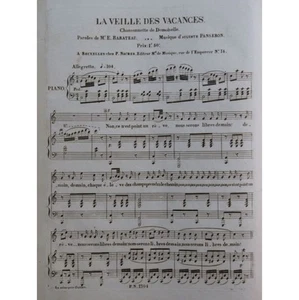 PANSERON Auguste La Vigilia Delle Vacanze Canto Pianoforte Ca1840 - Bild 1 von 3