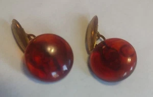 Vintage Red Lucite Cuff Links - Picture 1 of 2