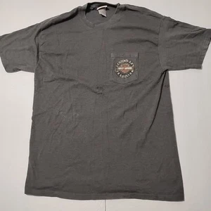 Harley Davidson t shirt Large Gray Short Sleeve Pocket Small Stain On Front  - Picture 1 of 10