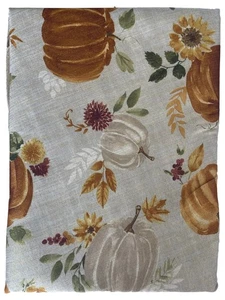 Nicole Miller Pumpkins & Flowers Autumn Tablecloth with Shimmer Accent 70" Round - Picture 1 of 3