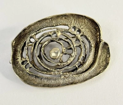 Broche espiral abstracto de plata esterlina brutalista moderno de mediados de siglo Israel 925 Foto 1 de 4