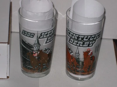 1980 Kentucky Derby Glass Dark Brown Background Variations - Image 1 of 3