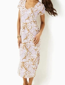 NWT LILLY PULITZER RATTAN BON VIVIAN’S SHORT SLEEVE ETTA MAXI DRESS Sz Large L - Picture 1 of 7