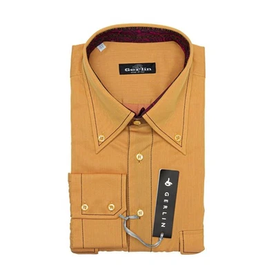 ITALIAN LUXURY GERLIN Shirt Orange Cotton + Silk 16-41 BIJAN - image 1 of 3