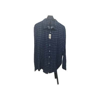 SAKS 5th Ave Button Down Shirt XXL Blue/Black Long Sleeve Cotton Men Shirt NEW - Image 1 of 4