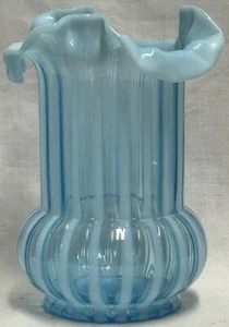 Antique Victorian Blown Twist Opalescent North Wood Rim Celery Spooner  Rare - Picture 1 of 9
