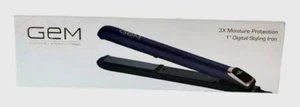 GEM 3X Moisture Protection Navy 1" Digital Styling Flat Iron Straightener-NEW! - Picture 1 of 3