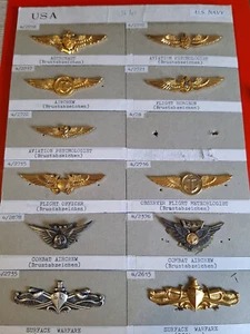 11x Amerika USA Badge Brustabzeichen Schwinge Officer Surface Warfare Combat RAR - Bild 1 von 6