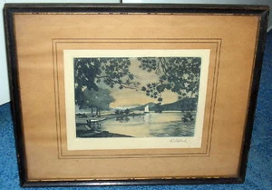 Estampado grabado firmado a mano vintage de 1930 o anterior, R. Pollak - Imagen 1 de 5
