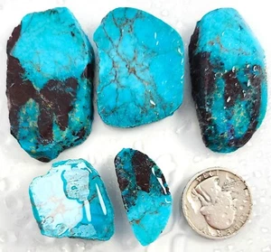GS924 Hardy Pit Kingman turquoise rough slabs 57.3 grams; lapidary - Picture 1 of 10