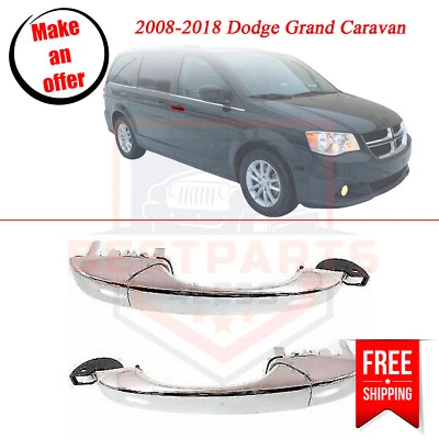 NEW Set of 2 Chrome Exterior Door Handles for 2008-2018 Dodge Grand Caravan - Image 1 of 4