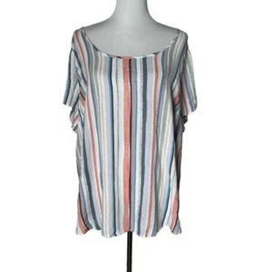Torrid Abbey Top Women Size 1 1X Striped Button Back BOHO Flowy Feminine - Picture 1 of 14
