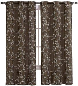 Caleb Embroidered 76-Inches Wide X 96-Inches Long, Set of 2 Semi-Sheer Curtains